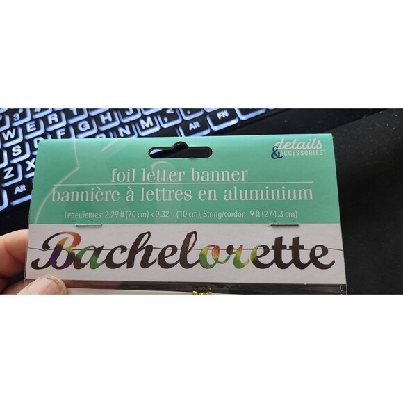 Bachelorette Foil Letter Banner 9ft – Rainbow Iridescent Party Décor - Picture 3 of 4